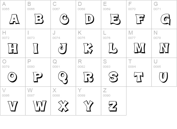 Super Delicious BTN Shadow uppercase A-Z preview