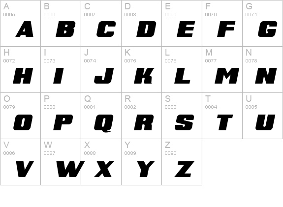 Super Retro M54 Italic uppercase A-Z preview