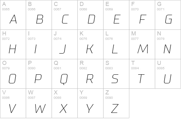 Supermolot Thin Italic uppercase A-Z preview