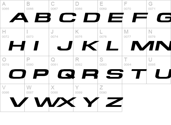 Supertouch Oblique uppercase A-Z preview