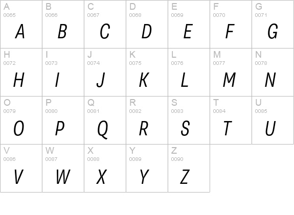 Supria Sans Cond Light Italic uppercase A-Z preview