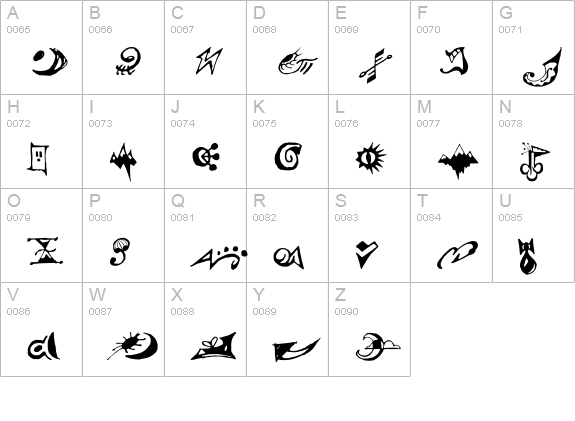 SuRealDingbats-VolumeOne uppercase A-Z preview
