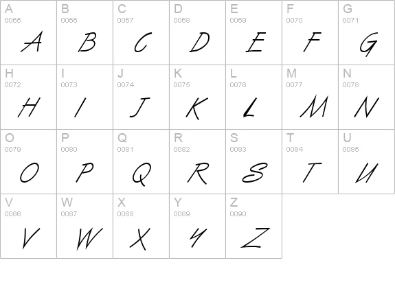 Surfer Italic uppercase A-Z preview