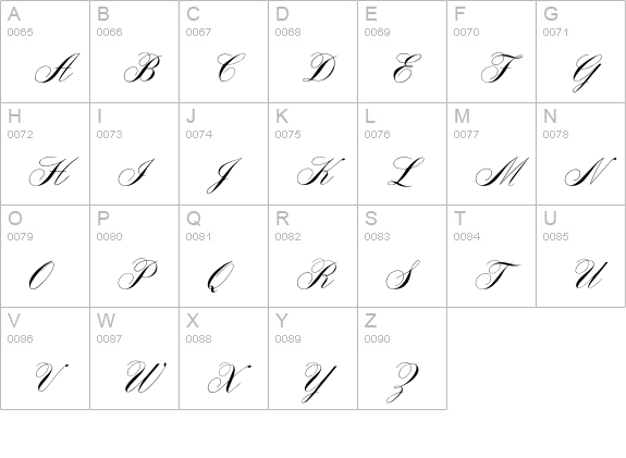 SurreyScript uppercase A-Z preview