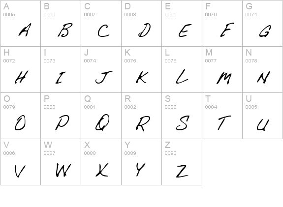 SusansHand Regular uppercase A-Z preview