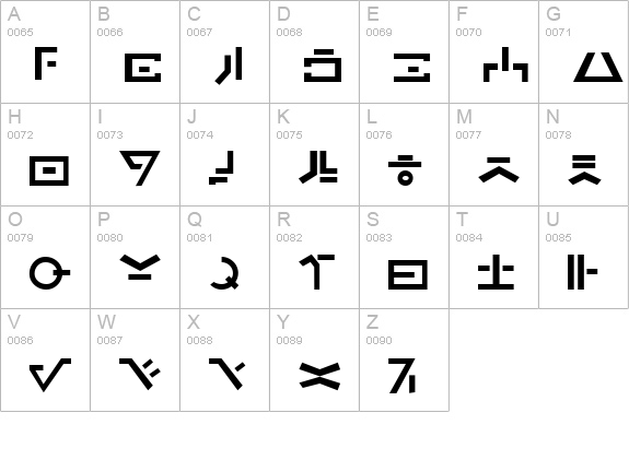 SW trade Huttese uppercase A-Z preview