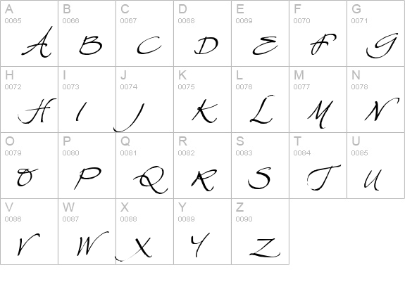 Swan Song uppercase A-Z preview