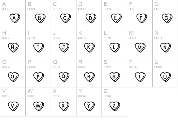 Sweet Hearts BV uppercase A-Z preview