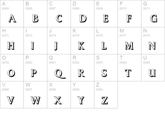 SydneyShadow-Regular uppercase A-Z preview