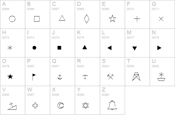 Symap uppercase A-Z preview