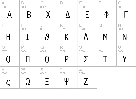 Symbol Monospaced uppercase A-Z preview