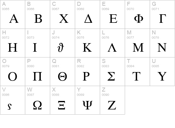 Symbol Proportional uppercase A-Z preview
