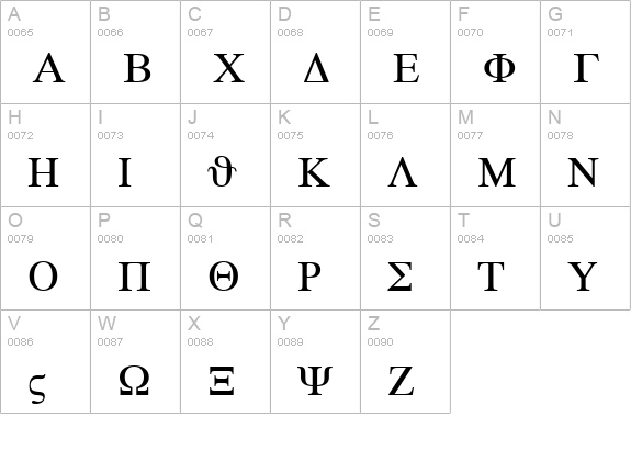 Symbol Set SWA uppercase A-Z preview