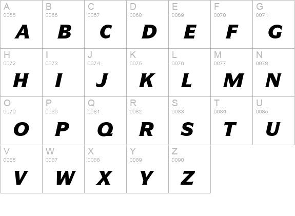SymbolEF-BlackItalic uppercase A-Z preview