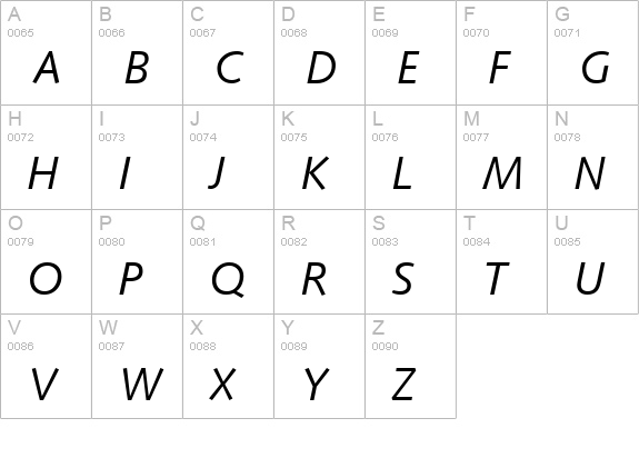 Symphony Italic uppercase A-Z preview