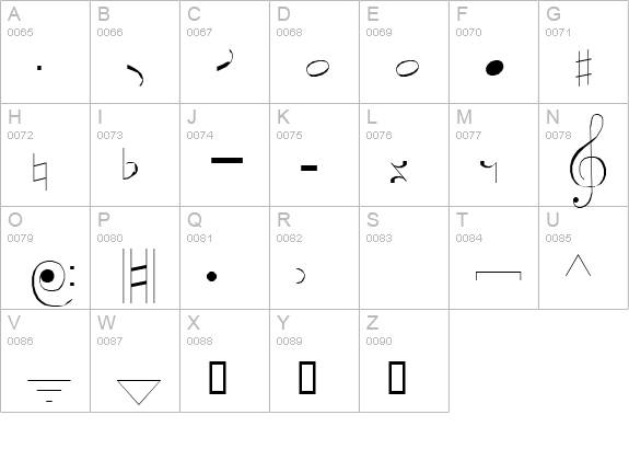 Symusic uppercase A-Z preview
