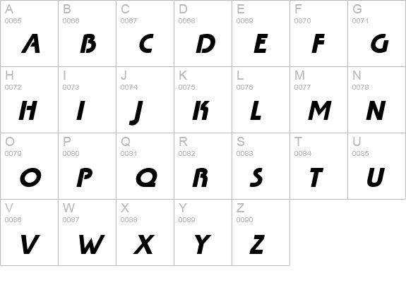 Tabatha Italic uppercase A-Z preview