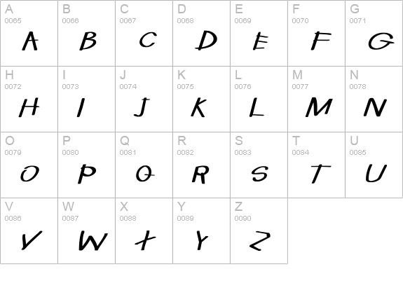 Tabatha Wd Bold Italic uppercase A-Z preview