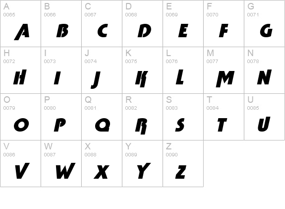 TabathaHeavy Italic uppercase A-Z preview