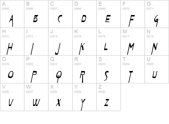 TabletCondensed Bold Italic uppercase A-Z preview