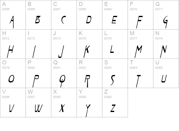 TabletCondensed Italic uppercase A-Z preview