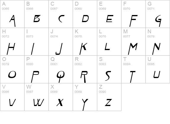 TabletExtended Italic uppercase A-Z preview