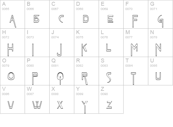 TabletHollow Normal uppercase A-Z preview