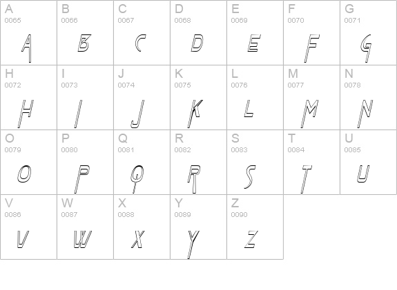 TabletHollowCondensed Italic uppercase A-Z preview