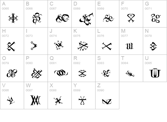 Tacklebox uppercase A-Z preview