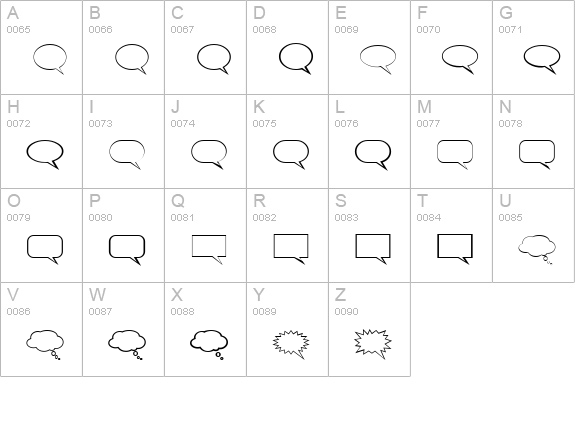 TalkBalloon uppercase A-Z preview