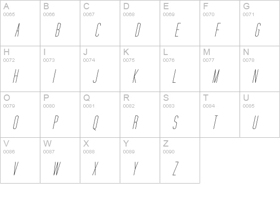 Tall Films Oblique uppercase A-Z preview