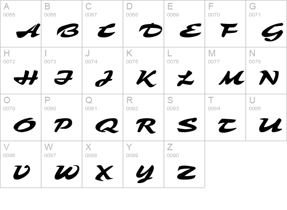Tambo Script MF uppercase A-Z preview