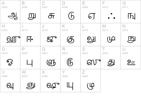 Tamil uppercase A-Z preview