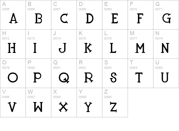 Tangerine uppercase A-Z preview