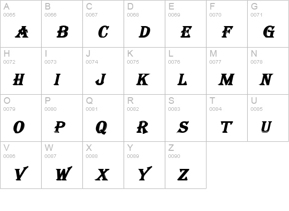 Tangiers BoldItalic uppercase A-Z preview