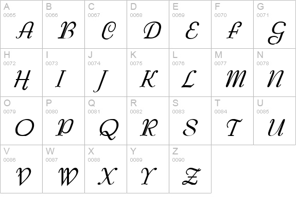 Tango Bold Italic uppercase A-Z preview