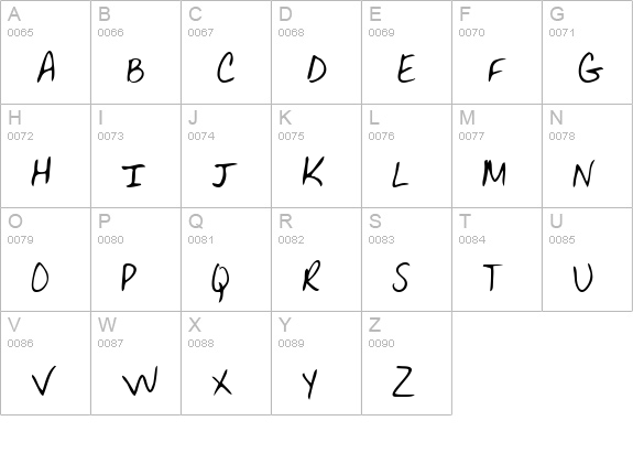 TanyasHand Regular uppercase A-Z preview