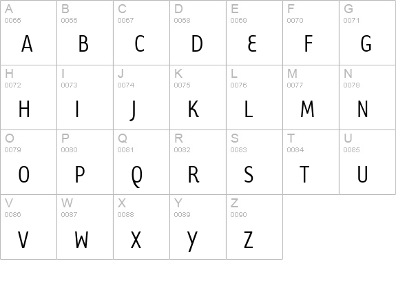 TarzanaNarrow Regular uppercase A-Z preview