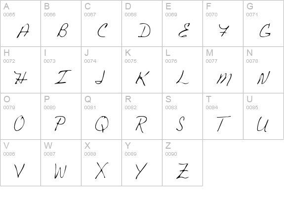 TashasHand Regular uppercase A-Z preview