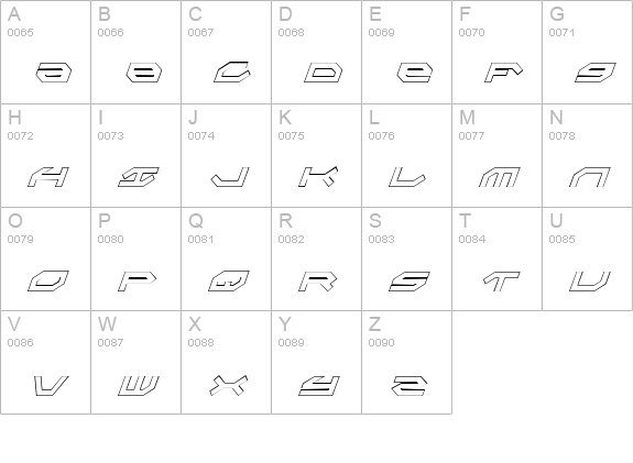 Taskforce Outline CondItalic uppercase A-Z preview