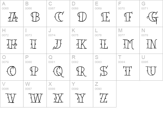 TattooLetteringOpen uppercase A-Z preview