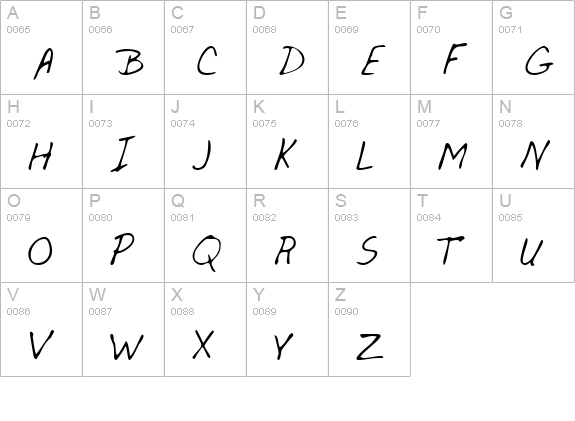 TaylorsHand Regular uppercase A-Z preview