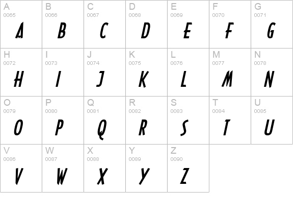Tech Bold Italic uppercase A-Z preview