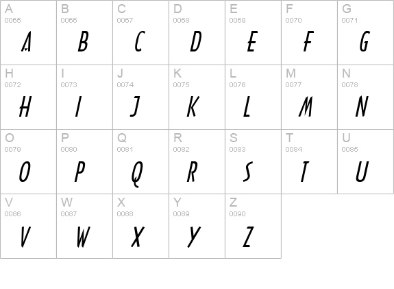 Tech Italic uppercase A-Z preview