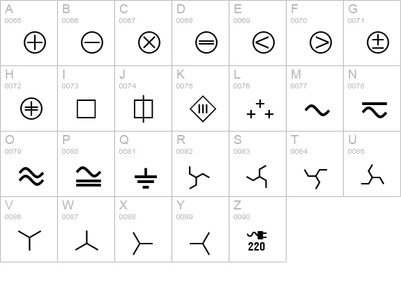 Technical LH Pi Two uppercase A-Z preview