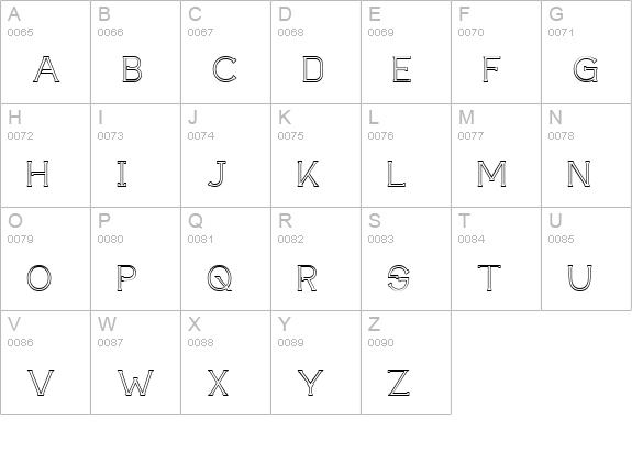 Technically Insane Outline uppercase A-Z preview