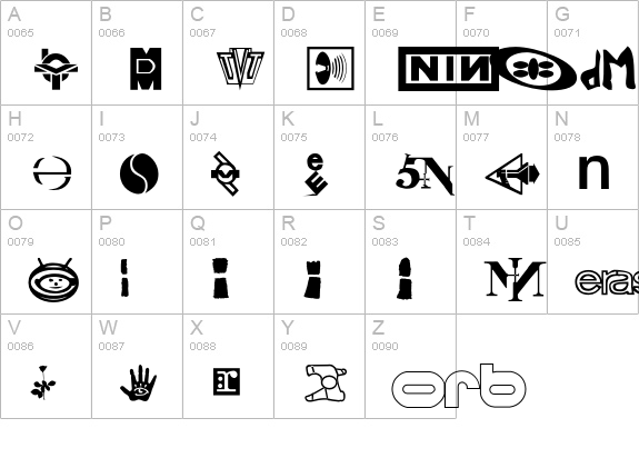 TechnoBats uppercase A-Z preview
