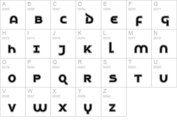TechnoInline uppercase A-Z preview