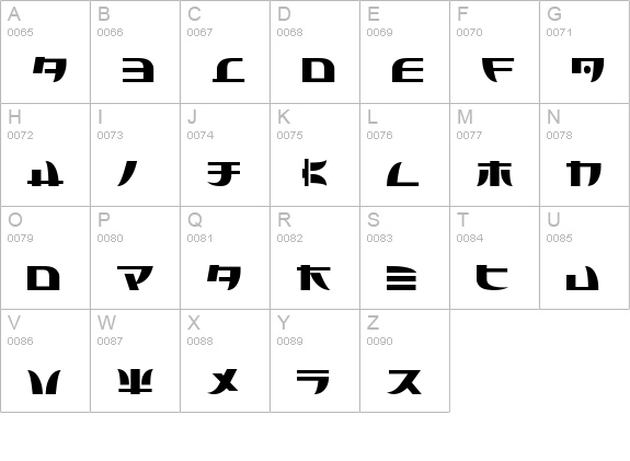 Tecnojap uppercase A-Z preview