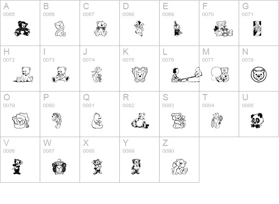 Teddybers Too uppercase A-Z preview